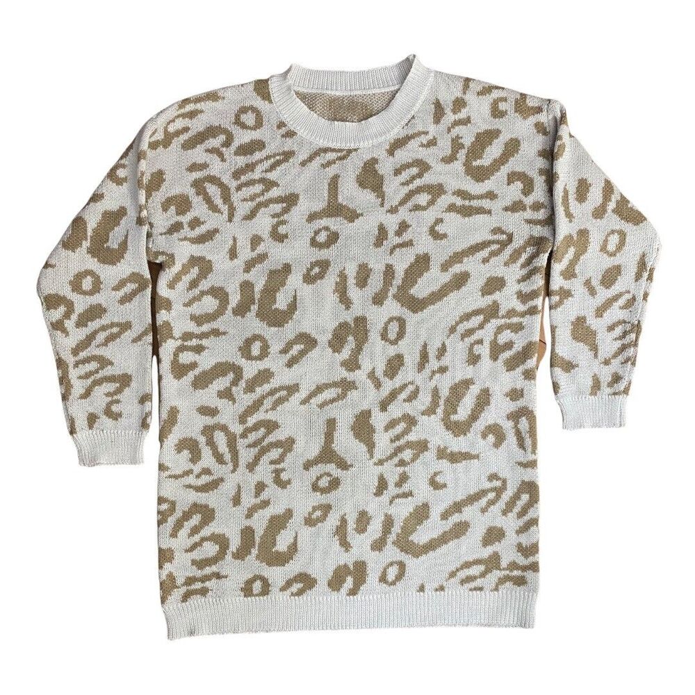 Vestidos Woman's Cheetah Print Cream Tan Sweater sz Small